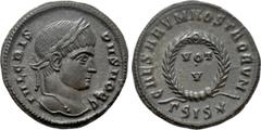 Roman Imperial Coins CRISPUS (Caesar, 316-326). Follis. Siscia. Obv: IVL CRISPVS NOB C. Laureate head right. Rev: CAESARVM NOSTRORVM / ΓSIS (star). VOT / V in two lines within wreath. RIC 161. Conditi