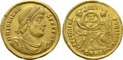Roman Imperial Coins JOVIAN (363-364). GOLD Solidus. Constantinople. Obv: D N IOVIANVS P F P AVG. Diademed, draped and cuirassed bust right. Rev: SECVRITAS REI PVBLICAE / CONSP. Roma and Constantinopo