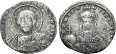 Byzantine Coins CONSTANTINE VII PORPHYROGENITUS (913-959). Solidus (?) struck in Silver. Obv: + IҺS XPS RЄX RЄGNANTIЧM. Facing bust of Christ Pantokrator; three pellets at edge of each arm of nimbus c