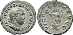 Roman Imperial Coins BALBINUS (238). Denarius. Rome. Obv: IMP C D CAE L BALBINVS AVG. Laureate, draped and curiassed bust right. Rev: VICTORIA AVGG. Victory standing facing, head left, holding wreath 