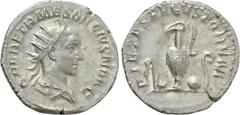 Roman Imperial Coins HERENNIUS ETRUSCUS (Caesar, 249-251). Antoninianus. Rome. Obv: Q HER ETR MES DECIVS NOB C. Radiate, draped and cuirassed bust right. Rev: PIETAS AVGVSTORVM. Emblems of the pontifi