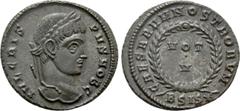Roman Imperial Coins CRISPUS (Caesar, 316-326). Follis. Siscia. Obv: IVL CRISPVS NOB C. Laureate head right. Rev: CAESARVM NOSTRORVM / BSIS (star). VOT / V in two lines within wreath. RIC 161. Conditi