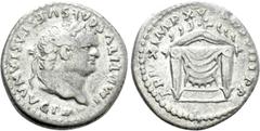 Roman Imperial Coins TITUS (79-81). Denarius. Rome. Obv: IMP TITVS CAES VESPASIAN AVG P M. Laureate head right. Rev: TR P IX IMP XV COS VIII P P. Pulvinar (throne) of Jupiter and Juno: square seat, dr