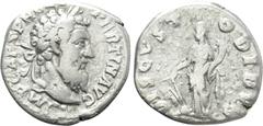 Roman Imperial Coins PERTINAX (193). Denarius. Rome. Obv: IMP CAES P HELV PERTIN AVG. Laureate head right. Rev: DIS CVSTODIBVS. Fortuna standing left, holding cornucopia and rudder set on globe. RIC 2