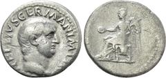 Roman Imperial Coins VITELLIUS (69). Denarius. Rome. Obv: A VITELLIVS GERMAN IMP TR P. Bare head right. Rev: Victory seated left, holding patera and palm frond. RIC 88 var. (type of bust). Condition: 