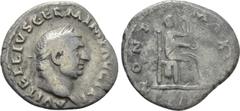 Roman Imperial Coins VITELLIUS (69). Denarius. Rome. Obv: A VITELLIVS GERM IMP AVG TR P. Laureate head right. Rev: PONT MAXIM. Vesta seated right on throne, holding patera and sceptre. RIC² 107. Condi