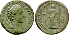Roman Imperial Coins COMMODUS (177-192). Dupondius. Rome. Obv: L AVREL COMMODVS AVG TR P III. Radiate and cuirassed bust right. Rev: LIBERTAS AVG IMP II COS P P / S - C. Libertas standing left, holdin