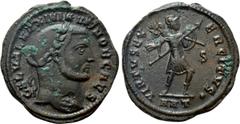 Roman Imperial Coins MAXIMINUS DAIA (Caesar, 305-310). Follis. Antioch. Obv: GAL VAL MAXIMIANVS NOB CAES. Laureate head right. Rev: VIRTVS EXERCITVS / S / ANT. Virtus advancing right, holding shield, 
