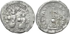 Byzantine Coins HERACLIUS with HERACLIUS CONSTANTINE (610-641). Hexagram. Constantinople. Obv: δδ NN ҺЄRACILЧS ЄT ҺЄRA CONST. Heraclius and Heraclius Constantine seated facing on double throne, each h