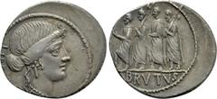 Roman Republican Coins Q. SERVILIUS CAEPIO (M. JUNIUS) BRUTUS. Denarius (54 BC). Rome. Obv: LIBERTAS. Head of Libertas right. Rev: BRVTVS. The consul L. Junius Brutus advancing left between two lictor