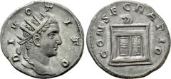 Roman Imperial Coins DIVUS TITUS (Died 81). Antoninianus. Rome. Struck under Trajanus Decius. Obv: DIVO TITO. Radiate head right. Rev: CONSECRATIO. Lighted altar. RIC 82b (Decius). Condition: Extremel