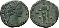 Roman Imperial Coins COMMODUS (177-192). Sestertius. Rome. Obv: L AVREL COMMODVS AVG TR P III. Laureate head right. Rev: LIBERTAS AVG IMP II COS P P / S - C. Libertas standing left, holding pileus and