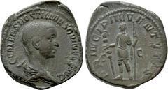 Roman Imperial Coins HOSTILIAN (Caesar, 250-251). Sestertius. Rome. Obv: C VALENS HOSTIL MES QVINTVS N C. Bare-headed and draped bust right. Rev: PRINCIPI IVVENTVTIS / S - C. Hostilian standing left, 