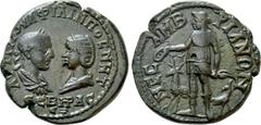 Roman Provincial Coins THRACE. Mesambria. Philip I 'the Arab', with Otacilia Severa (244-249). Ae. Obv: AVT M IOVΛ ΦΙΛIΠΠOC M ωT CЄBHPA CЄB. Laureate, draped and cuirassed bust of Philip and draped bu