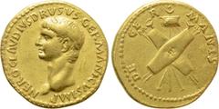 Roman Imperial Coins NERO CLAUDIUS DRUSUS (Died 9 BC). GOLD Aureus. Lugdunum. Struck under Claudius. Obv: NERO CLAVDIVS DRVSVS GERMANICVS IMP. Laureate head left. Rev: DE GERMANIS. Two oblong shields,
