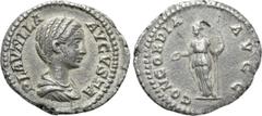 Roman Imperial Coins PLAUTILLA (Augusta, 202-205). Denarius. Rome. Obv: PLAVTILLA AVGVSTA. Draped bust right. Rev: CONCORDIA AVGG. Concordia standing left, holding patera and sceptre. RIC 363a (Caraca