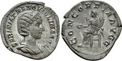 Roman Imperial Coins TRANQUILLINA (Augusta, 241-244). Denarius. Rome. Obv: SABINIA TRANQVILLINA AVG. Diademed and draped bust right. Rev: CONCORDIA AVGG. Concordia seated left on throne, holding pater