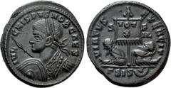 Roman Imperial Coins CRISPUS (Caesar, 316-326). Follis. Siscia. Obv: IVL CRISPVS NOB CAES. Laureate and cuirassed bust left, holding spear and shield. Rev: VIRTVS EXERCIT / S - F / HL / Γ SIS (star up