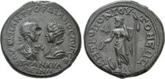 Roman Provincial Coins MOESIA INFERIOR. Tomis. Gordian III, with Tranquillina (238-244). Ae. Obv: AVT K M ANT ΓOPΔIANOC AVΓ CE / TPANKYΛΛEINA. Laureate, draped and cuirassed bust of Gordian III right 