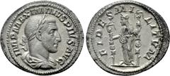 Roman Imperial Coins MAXIMINUS THRAX (235-238). Denarius. Rome. Obv: IMP MAXIMINVS PIVS AVG. Laureate, draped and cuirassed bust right. Rev: FIDES MILITVM. Fides standing left, holding signum in each 