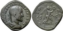 Roman Imperial Coins MAXIMINUS THRAX (235-238). Sestertius. Rome. Obv: IMP MAXIMINVS PIVS AVG. Laureate, draped and cuirassed bust right. Rev: VICTORIA AVG / S - C. Victory advancing right, holding wr