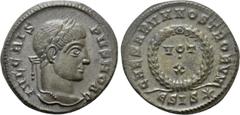 Roman Imperial Coins CRISPUS (Caesar, 316-326). Follis. Siscia. Obv: IVL CRISPVS NOB C. Laureate head right. Rev: CAESARVM NOSTRORVM / ΕSIS (star). VOT / X in two lines within wreath. RIC 165. Conditi