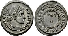 Roman Imperial Coins CRISPUS (Caesar, 316-326). Follis. Siscia. Obv: IVL CRISPVS NOB C. Laureate head right. Rev: CAESARVM NOSTRORVM / ΓSIS (sun). VOT / X in two lines within wreath. RIC 181. Conditio
