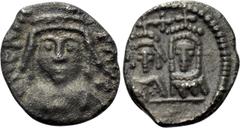 Byzantine Coins HERACLIUS with MARTINA and HERACLIUS CONSTANTINE (610-641). Half Siliqua. Carthage. Obv: D N ЄRACLIO PP AV. Crowned, draped and cuirassed facing bust of Heraclius. Rev: Crowned and dra