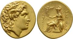 Greek Coins KINGS OF THRACE (Macedonian). Lysimachos (305-281 BC). GOLD Stater. Uncertain mint. Obv: Diademed head of the deified Alexander right, with horn of Ammon. Rev: ΒΑΣΙΛΕΩΣ / ΛΥΣΙΜΑΧΟΥ. Athena