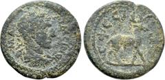 Roman Provincial Coins IONIA. Ephesos. Maximinus Thrax (235-238). Ae. Obv: MAΞIMЄINOC. Laureate, draped and cuirassed bust right. Rev: EΦECIΩN. Stag standing right. Karwiese 827; SNG von Aulock -; SNG