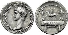 Roman Imperial Coins NERO CLAUDIUS DRUSUS (Died 9 BC). Denarius. Rome. Struck under Claudius (41-54). Obv: IMP NERO CLAVDIVS DRVSVS GERMANICVS. Laureate head left. Rev: DE GERMANIS. Arch of Drusus, su