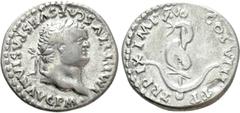 Roman Imperial Coins TITUS (79-81). Denarius. Rome. Obv: IMP TITVS CAES VESPASIAN AVG P M. Laureate head right. Rev: TR P IX IMP XV COS VIII P P. Dolphin coiled around anchor. RIC² 112. Condition: Nea