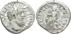 Roman Imperial Coins PERTINAX (193). Denarius. Rome. Obv: IMP CAES P HELV PERTIN AVG. Laureate head right. Rev: OPI DIVIN TR P COS II. Ops seated left on throne, holding grain ears. RIC 8a. Condition: