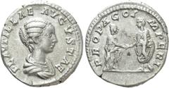 Roman Imperial Coins PLAUTILLA (Augusta, 202-205). Denarius. Rome. Obv: PLAVTILLAE AVGVSTAE. Draped bust right. Rev: PROPAGO IMPERI. Plautilla standing right, clasping hands with Caracalla standing le
