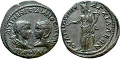 Roman Provincial Coins THRACE. Anchialus. Gordian III, with Tranquillina (238-244). Ae. Obv: AVT K M ANT ΓOPΔIANOC AVΓ CAB / TPANKVΛΛINA. Draped busts of Gordian, laureate and cuirassed, and Tranquill