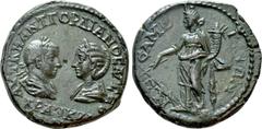 Roman Provincial Coins THRACE. Mesambria. Gordian III with Tranquillina (238-244). Ae. Obv: AVT K M ANT ΓOPΔIANOC AVΓ CEB / TPANKVΛΛINA. Laureate, draped and cuirassed bust of Gordian and draped bust 