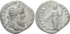 Roman Imperial Coins PERTINAX (193). Denarius. Rome. Obv: IMP CAES P HELV PERTIN AVG. Laureate head right. Rev: LAETITIA TEMPOR COS II. Laetitia standing left, holding wreath and sceptre. RIC 4a. Cond