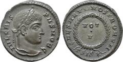 Roman Imperial Coins CRISPUS (Caesar, 316-326). Follis. Siscia. Obv: IVL CRISPVS NOB C. Laureate head right. Rev: CAESARVM NOSTRORVM / ΓSIS (star). VOT / V in two lines within wreath. RIC 161. Conditi