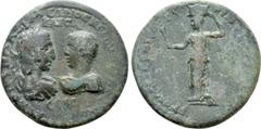 Roman Provincial Coins PHRYGIA. Cibyra. Maximinus Thrax with Maximus (235-238). Ae. Dated CY 212 (236/7). Obv: ΑΥ Κ Γ Ι ΟΥΗ ΜΑΞΙΜEΙΝΟϹ Γ Ι ΟΥΗ ΜΑΞΙΜΟϹ ΚΑΙϹΑΡ ϹEΒΒ. Facing busts of Maximinus, laureate,