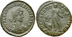 Roman Imperial Coins VALENTINIAN I (364-375). Follis. Siscia. Obv: D N VALENTINIANVS IVN P F AVG. Diademed, draped and cuirassed bust right. Rev: REPARATIO REI PVB / A SISC. Emperor standing facing, h