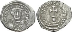 Byzantine Coins CONSTANS II (641-668). Hexagram. Constantinople. Obv: δ N CONSTANTINЧS P P AЧ. Crowned and draped bust facing, holding globus cruciger. Rev: δЄЧS AδIЧTA ROMANIS. Cross potent set upon 