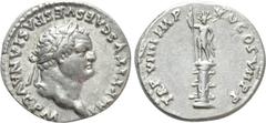 Roman Imperial Coins TITUS (79-81). Denarius. Rome. Obv: IMP TITVS CAES VESPASIAN AVG P M. Laureate head right. Rev: TR P VIIII IMP XV COS VII P P. Statue of radiate male figure with spear and parazon
