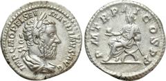 Roman Imperial Coins MACRINUS (217-218). Denarius. Rome. Obv: IMP C M OPEL SEV MACRINVS AVG. Laureate and draped bust right. Rev: P M TR P II COS P P. Macrinus seated left on curule chair, holding glo