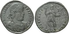 Roman Imperial Coins JOVIAN (363-364). Ae. Thessalonica. Obv: D N IOVIANVS P F P P AVG. Diademed, draped and cuirassed bust right. Rev: VICTORIA ROMANORVM / •TESΔ•. Jovian standing facing, head right,