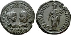 Roman Provincial Coins THRACE. Anchialus. Gordian III, with Tranquillina (238-244). Ae Obv: AVT K M ANT ΓOPΔIANOC AVΓ CЄB / TPANKVΛΛINA. Draped busts of Gordian, laureate, draped and cuirassed, and Tr