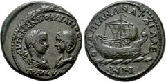 Roman Provincial Coins THRACE. Anchialus. Gordian III, with Tranquillina (238-244). Ae Obv: AVT K M ANT ΓOPΔIANOC AVΓ CЄB / TPANKVΛΛINA. Draped busts of Gordian, laureate, draped and cuirassed, and Tr