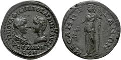 Roman Provincial Coins THRACE. Mesambria. Philip I 'the Arab', with Otacilia Severa (244-249). Ae Obv: ΑΥΤ Μ ΙΟΥΛ ΦΙΛΙΠΠOC Μ WΤAKIΛ ϹЄΒΗΡΑ ϹЄΒ. Draped busts of Philip, laureate, draped and cuirassed, 