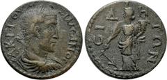 Roman Provincial Coins PAMPHYLIA. Side. Maximinus Thrax (235-238). Ae Obv: AY KA ΓIO OY MAΞIMEINOC. Laureate, draped and cuirassed right. Rev: CIΔHTΩN. Tyche standing left, holding rudder and cornucop