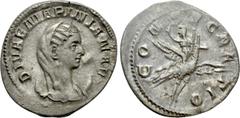 Roman Imperial Coins DIVA MARINIANA (Died before 253). Antoninianus. Rome. Struck under Valerian I Obv: DIVAE MARINIANAE. Veiled and draped bust right, set upon crescent. Rev: CONSECRATIO. Mariniana, 