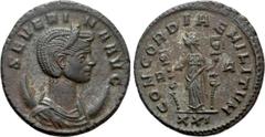 Roman Imperial Coins SEVERINA (Augusta, 270-275). Antoninianus. Rome Obv: SEVERINA AVG. Diademed and draped bust right set on crescent. Rev: CONCORDIAE MILITVM / R - A / XXI. Concordia standing left, 